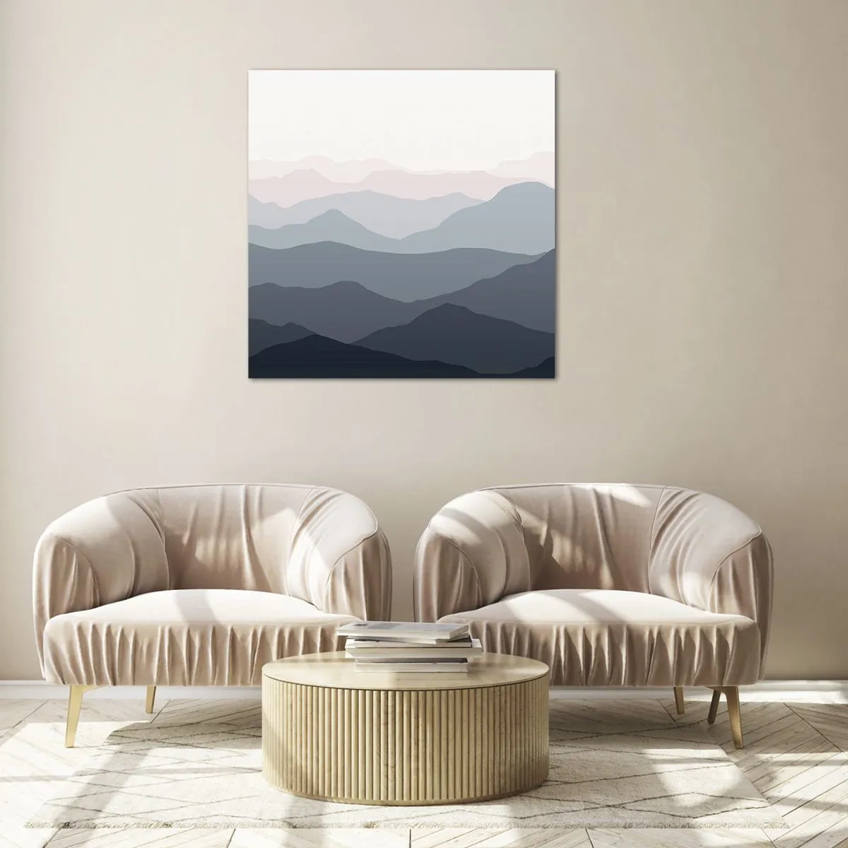 Quadro em vidro - Ondas de montanha - 70x70 cm