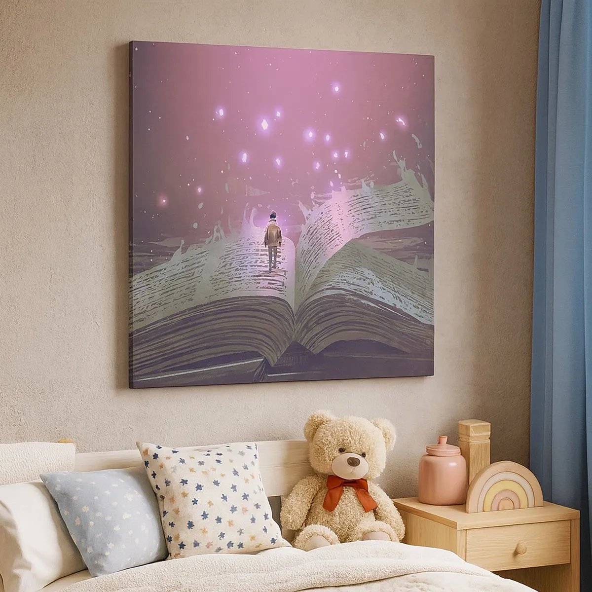 Quadro em tela - Um convite para outro mundo - leia! - 30x30 cm