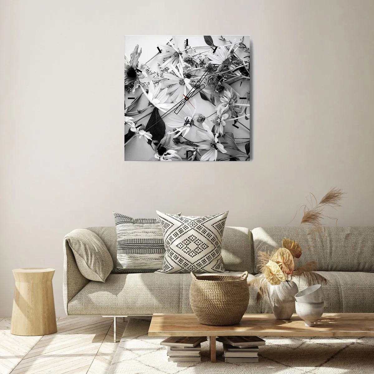 Relógio de parede - Relógio em vidro - Não é um ramo de flores - 40x40 cm