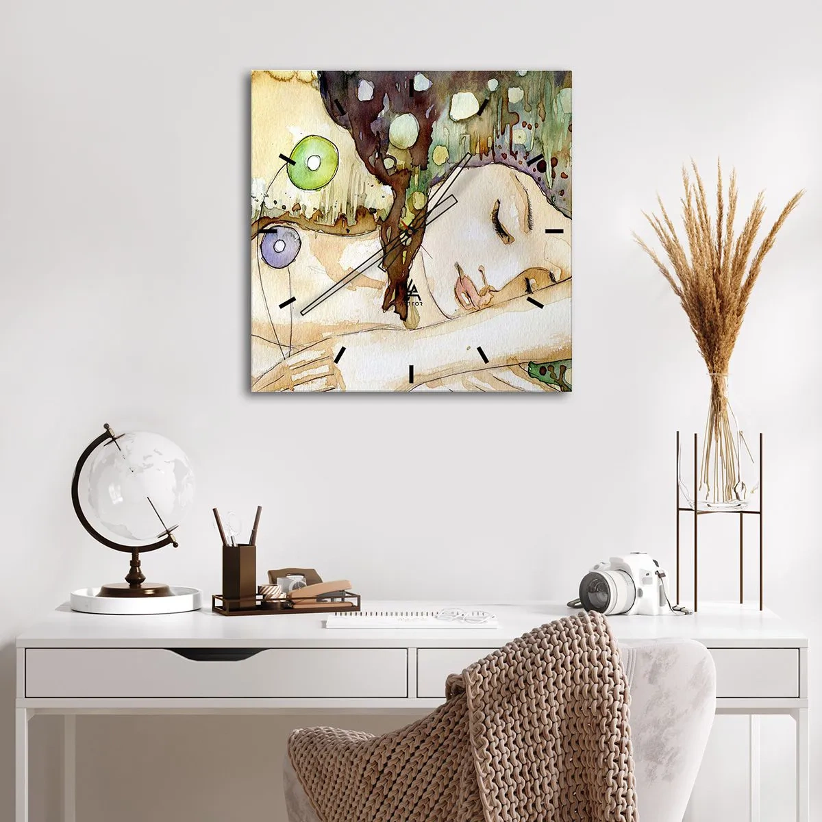 Relógio de parede - Relógio em vidro - Um sonho Violeta Esmeralda - 40x40 cm