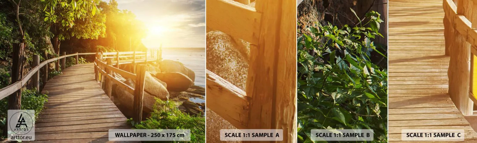 Amostra de papel de parede autocolante Deluxe Sticker - Mais uma curva, mais milagres - Paisagem, Passeio à beira-mar, Mar - 100x30 cm