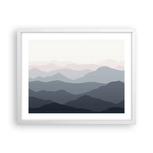 Pôster em moldura branca - Ondas de montanha - 50x40 cm