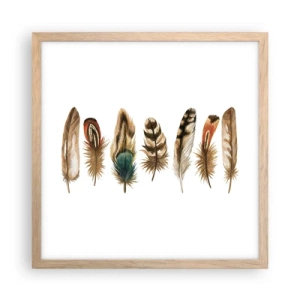 Pôster com moldura de carvalho claro - Variações de penas - 40x40 cm