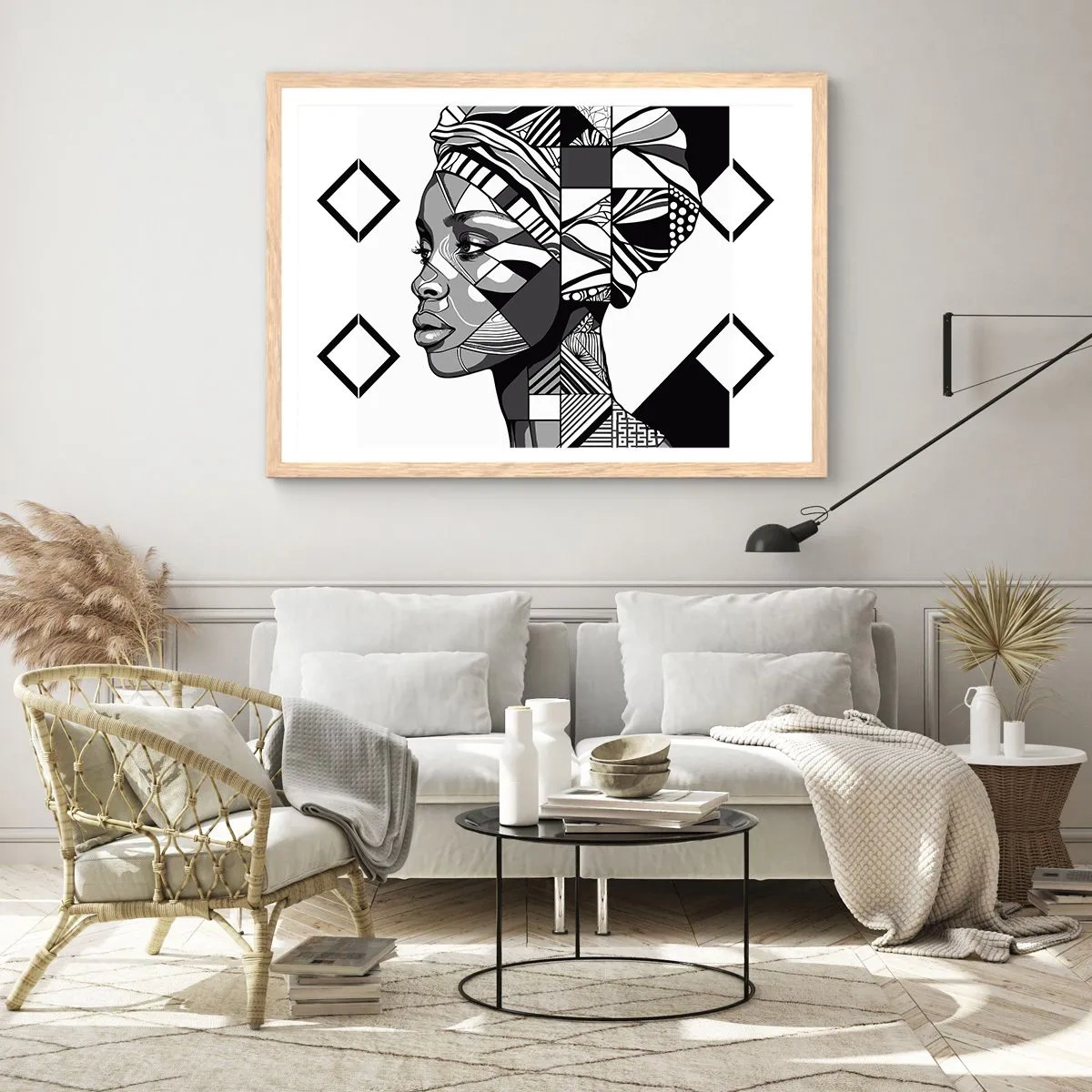 Pôster com moldura de carvalho claro - Retrato étnico - 40x30 cm