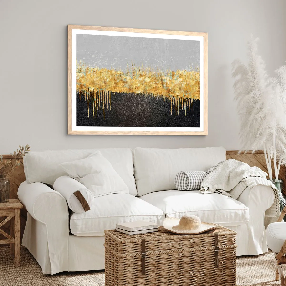 Pôster com moldura de carvalho claro - Para dentro e para cima - 100x70 cm