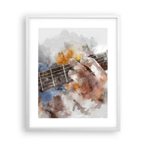 Pôster em moldura branca - Poesia entre as cordas - 40x50 cm
