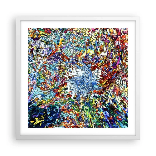 Pôster em moldura branca - Vitrais gotejantes - 50x50 cm