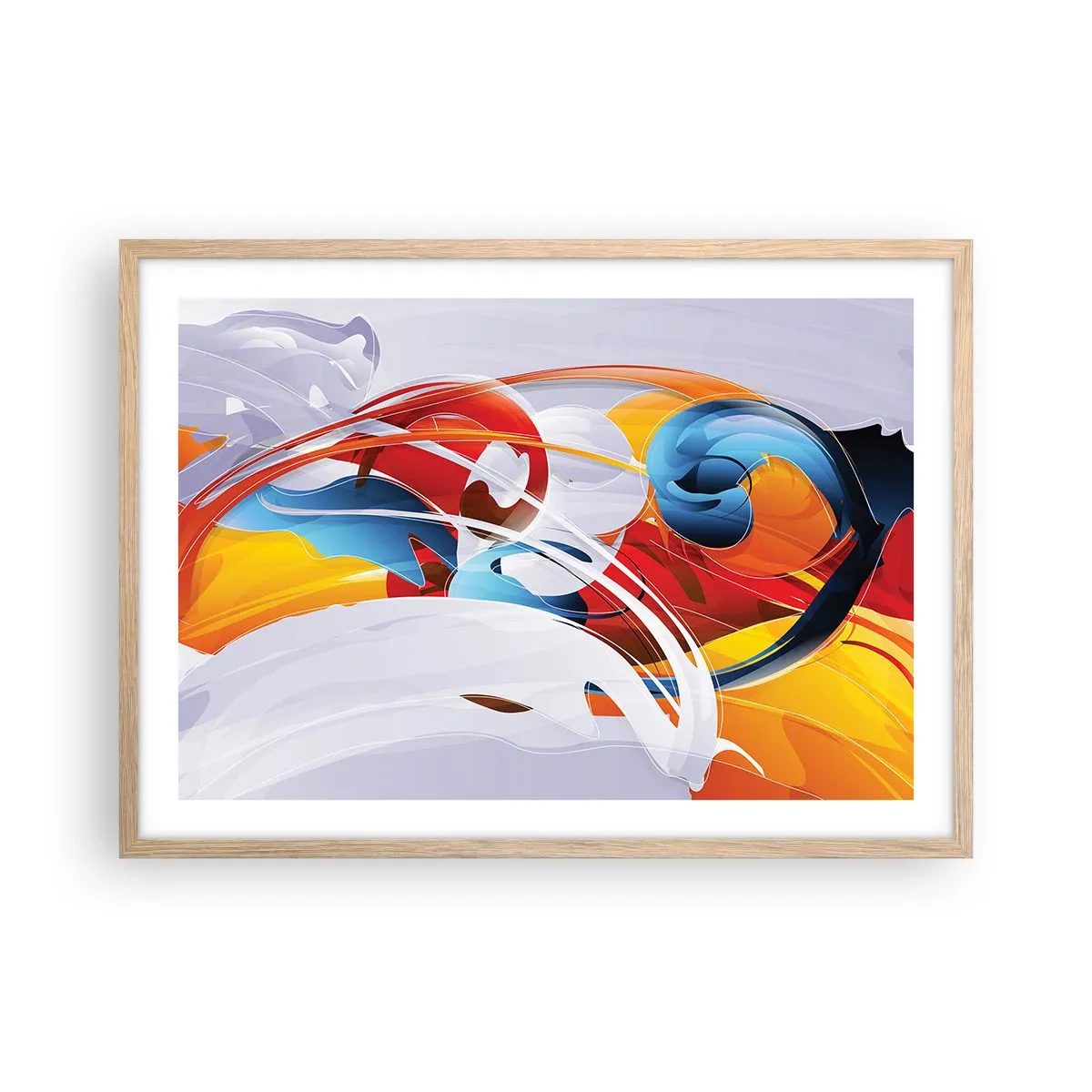 Pôster com moldura de carvalho claro - A dança dos elementos da natureza - 70x50 cm