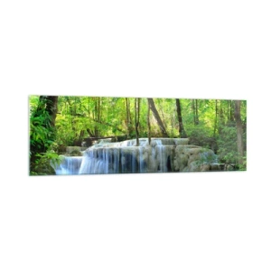 Quadro em vidro - Afogar-se na turquesa e vegetação - 160x50 cm