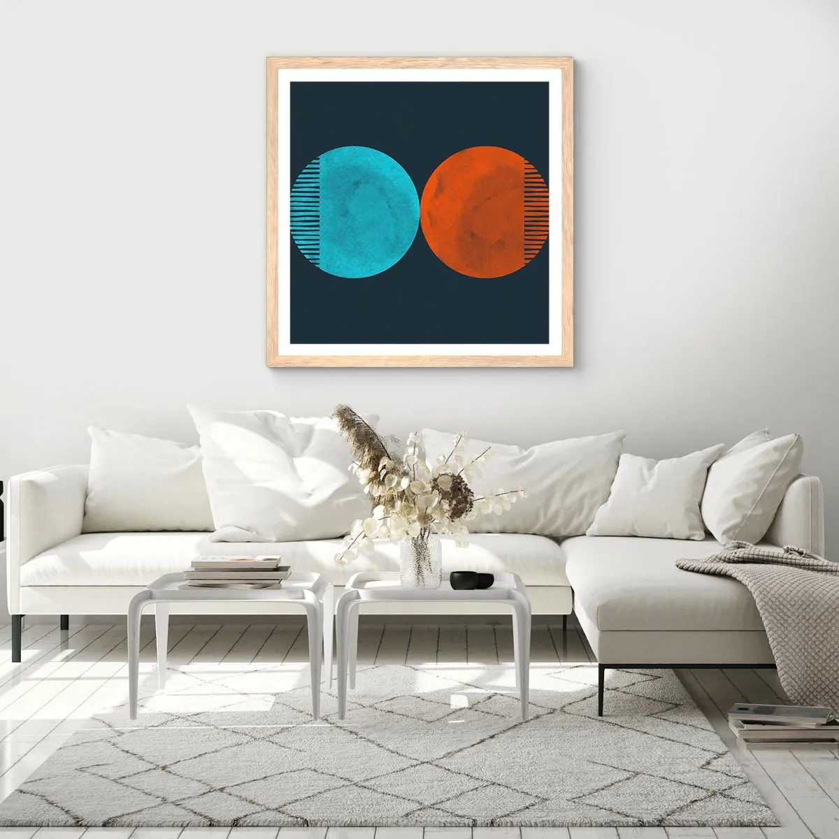 Pôster com moldura de carvalho claro - Apenas geometria? - 50x50 cm