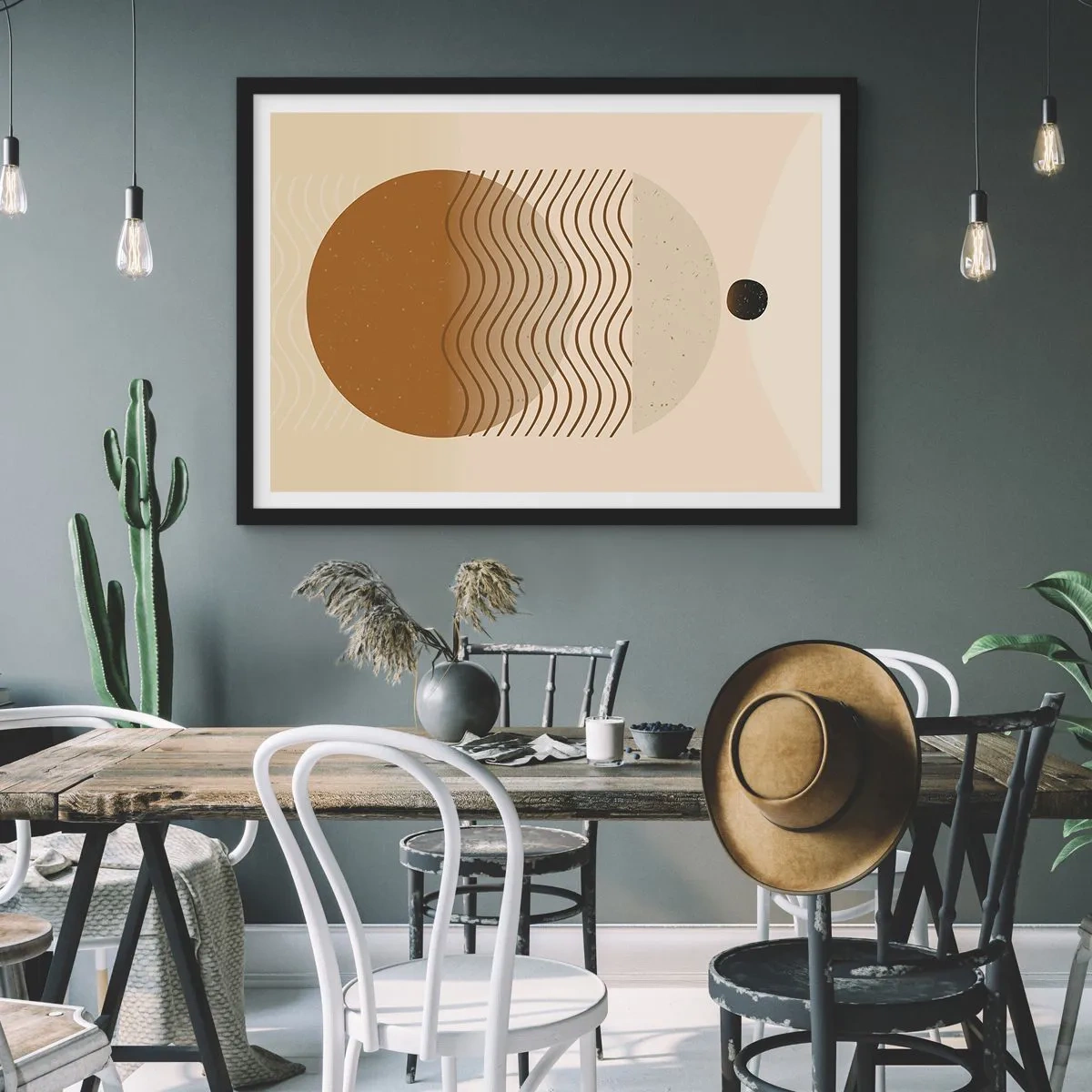 Pôster com moldura preta - Sobre a origem das figuras geométricas - 91x61 cm