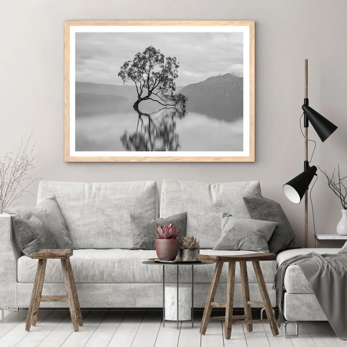 Pôster com moldura de carvalho claro - Existe um país assim - 70x50 cm