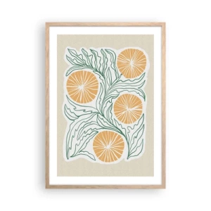 Pôster com moldura de carvalho claro - Étnico com um toque de abstração - 50x70 cm