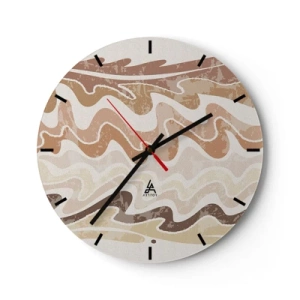 Relógio de parede - Relógio em vidro - Linhas onduladas em tons quentes e arenosos - 30x30cm - Boa energia – boas emoções - Decoração de parede moderna para a sala de estar, cozinha e quarto ARTTOR