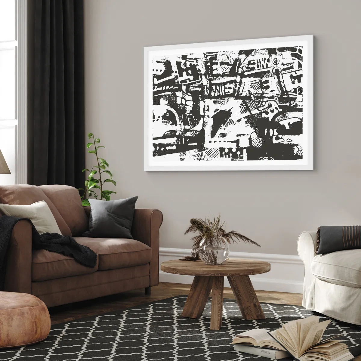 Pôster em moldura branca - Ordem ou caos? - 50x40 cm