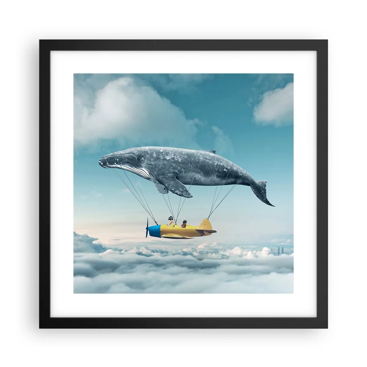 Pôster com moldura preta - Por que não? - 40x40 cm