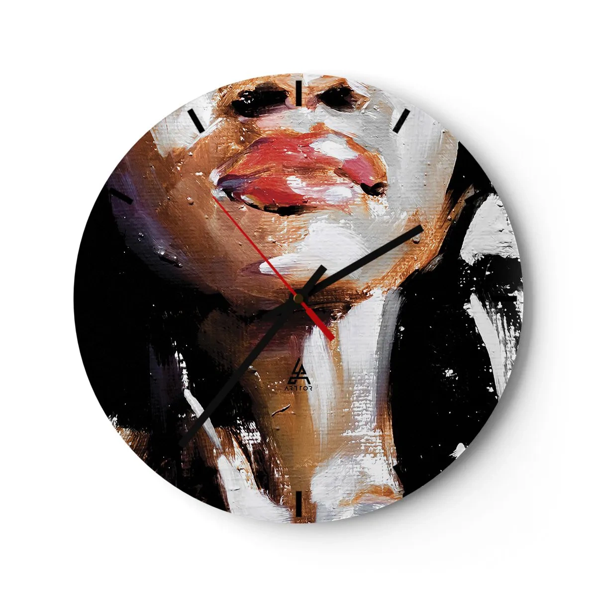 Relógio de parede - Relógio em vidro - Fragmento de rosto de mulher em técnica de pintura expressiva - 30x30cm - Orgulho sem preconceitos - Decoração de parede moderna para a sala de estar, cozinha e quarto ARTTOR