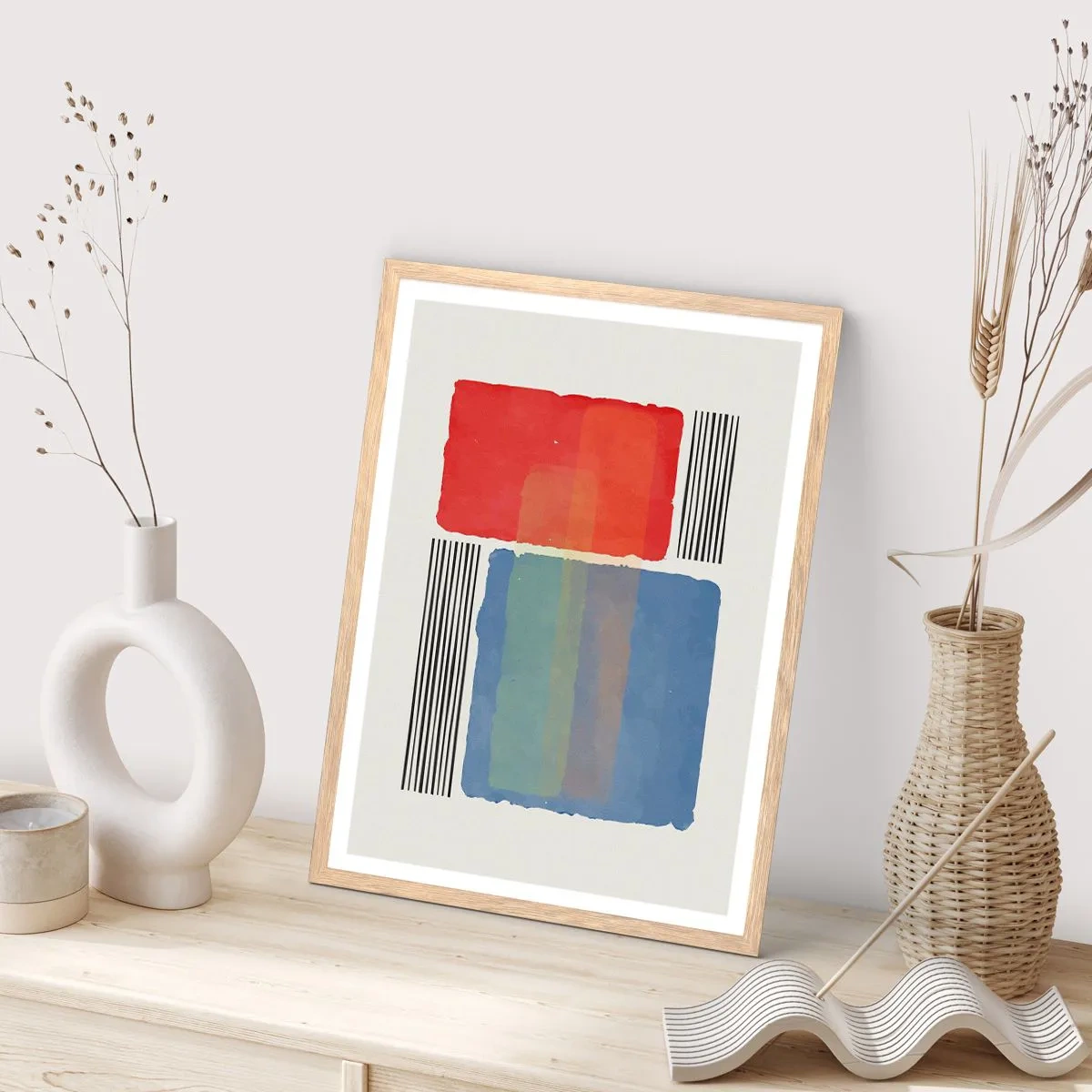 Pôster com moldura de carvalho claro - A alma da geometria - 70x100 cm