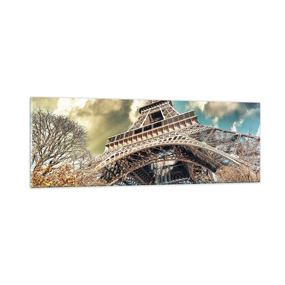 Quadro em vidro - E no outono em Paris... - 90x30 cm