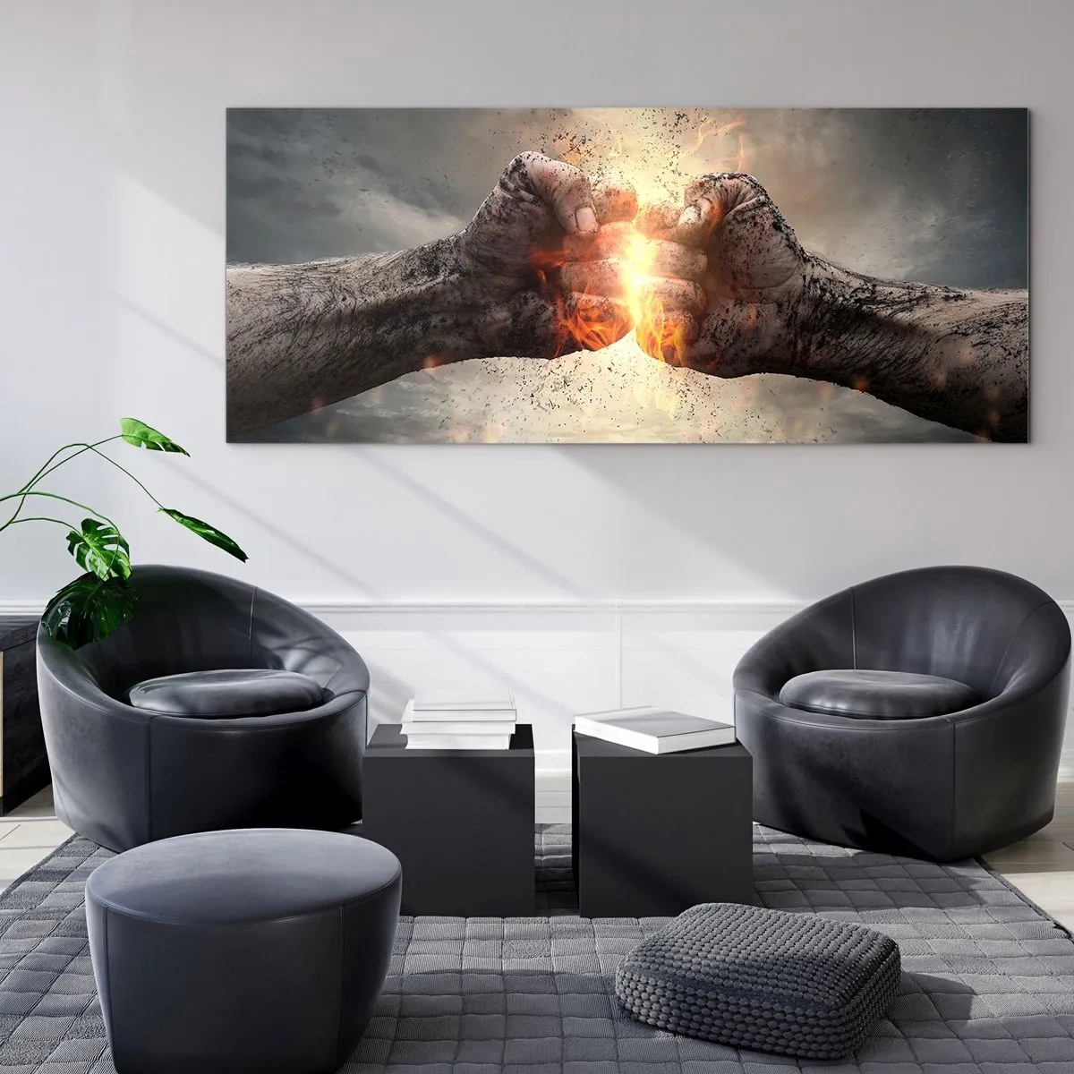 Quadro em vidro - Prepare-se para a luta - 100x40 cm