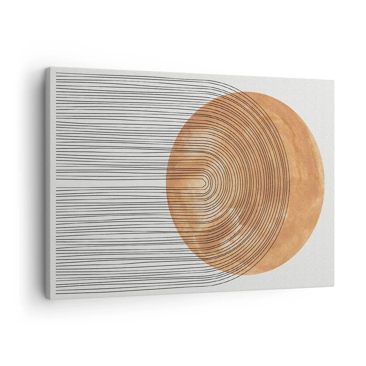 Quadro em tela - Composição geométrica com círculos e linhas em cores quentes. - 70x50cm - Composição solar - Decoração de parede moderna para a sala de estar e quarto ARTTOR