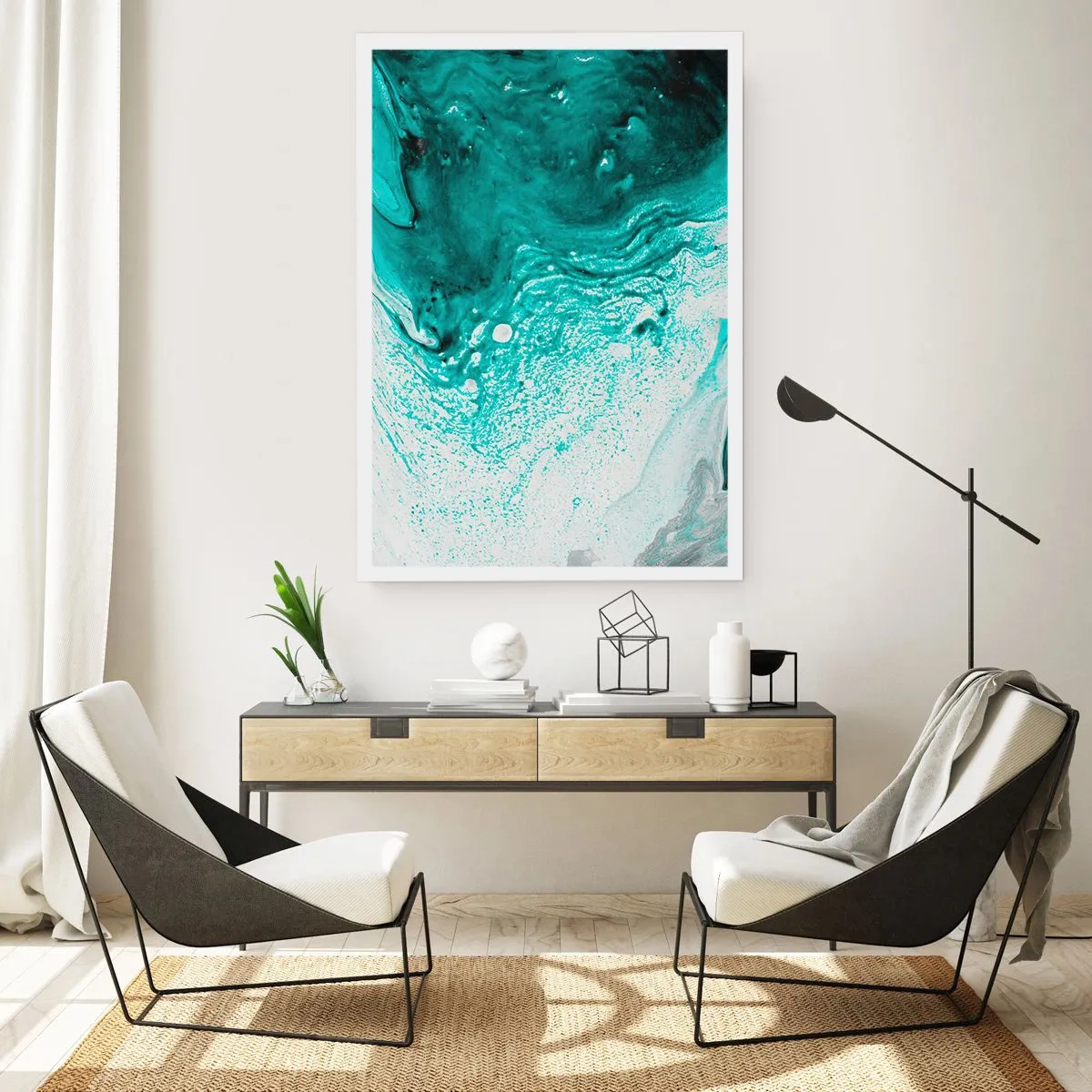 Pôster - Derreter a branco e turquesa - 70x100 cm