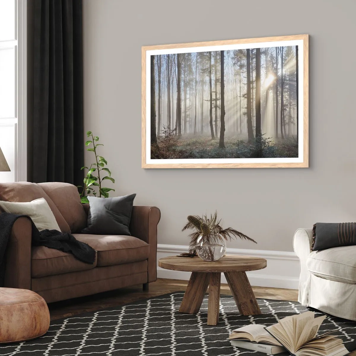 Pôster com moldura de carvalho claro - O nevoeiro também acordou - 100x70 cm
