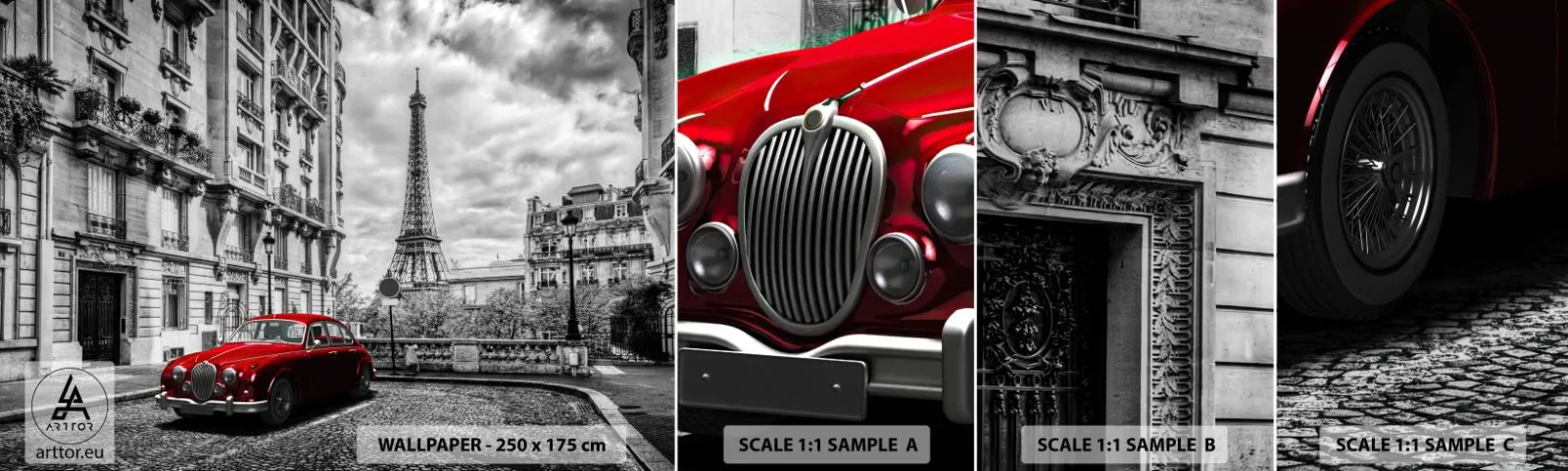 Amostra de Papel de Parede Standard Eco - Predador na cidade - Cidade, Torre Eiffel, Paris - 100x30 cm