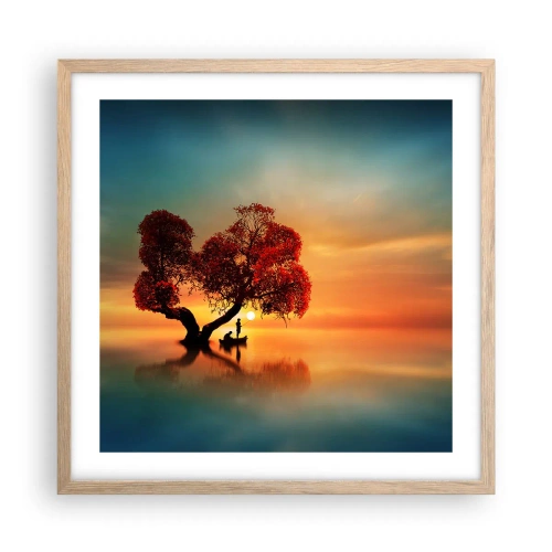 Pôster com moldura de carvalho claro - A distância e o silêncio do mundo - 50x50 cm