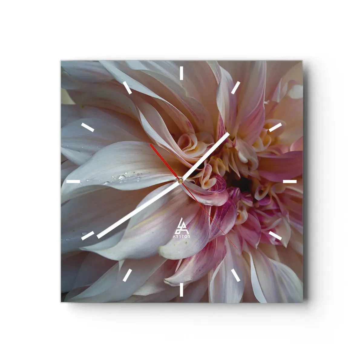 Relógio de parede - Relógio em vidro - Frescor florescente - 30x30 cm