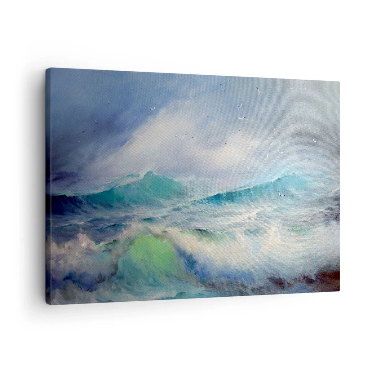 Quadro em tela - Ondas fortes no oceano - 70x50cm - O vento uivava triunfalmente… - Decoração de parede moderna para a sala de estar e quarto ARTTOR