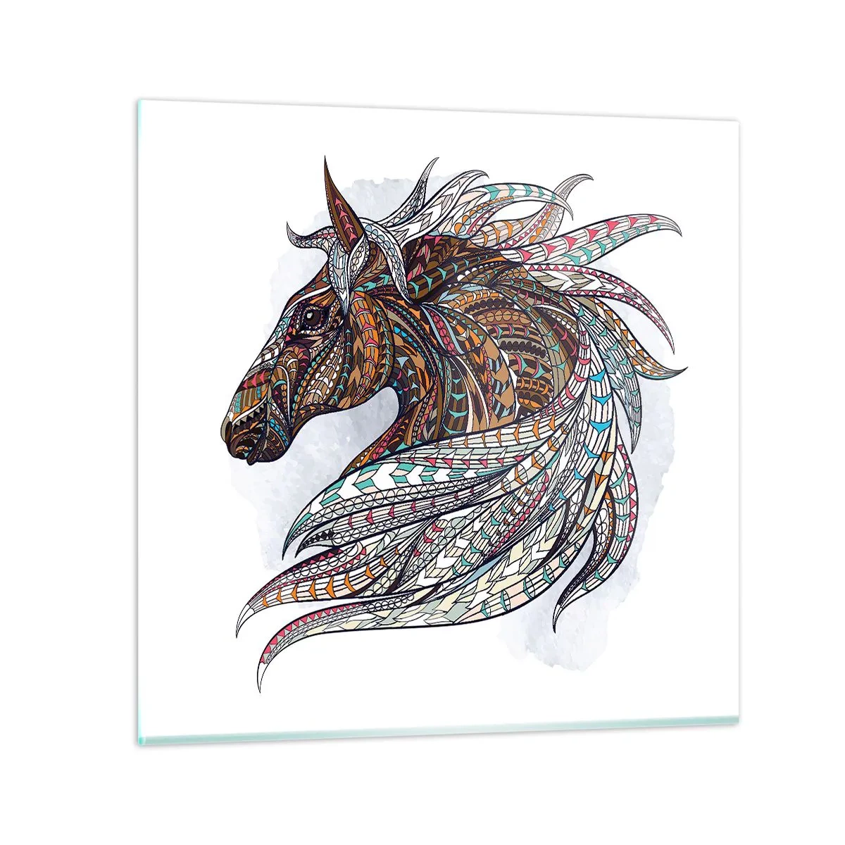 Quadro em vidro - Corcel do guerreiro celta - 60x60 cm