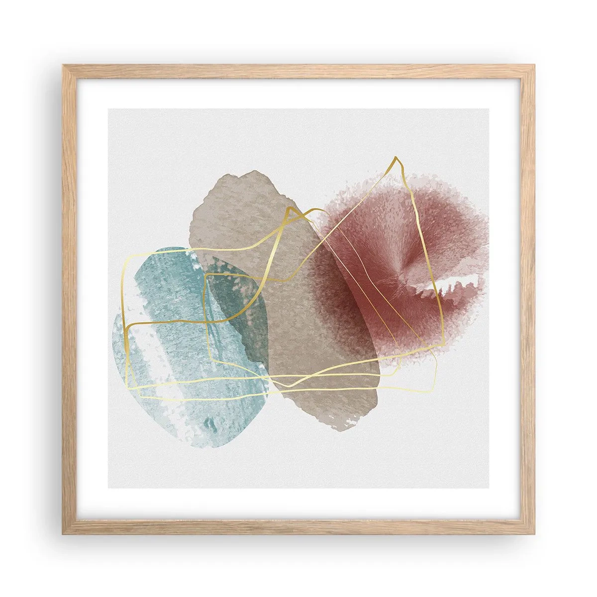 Pôster com moldura de carvalho claro - Corais espaciais - 50x50 cm