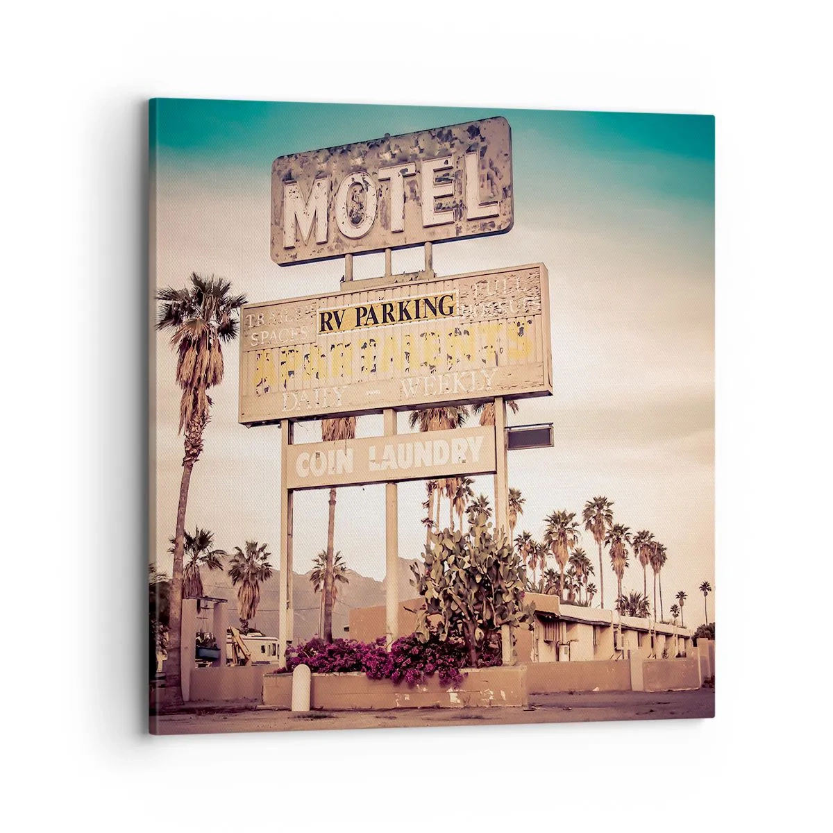 Quadro em tela - O tempo parou aqui - 70x70 cm