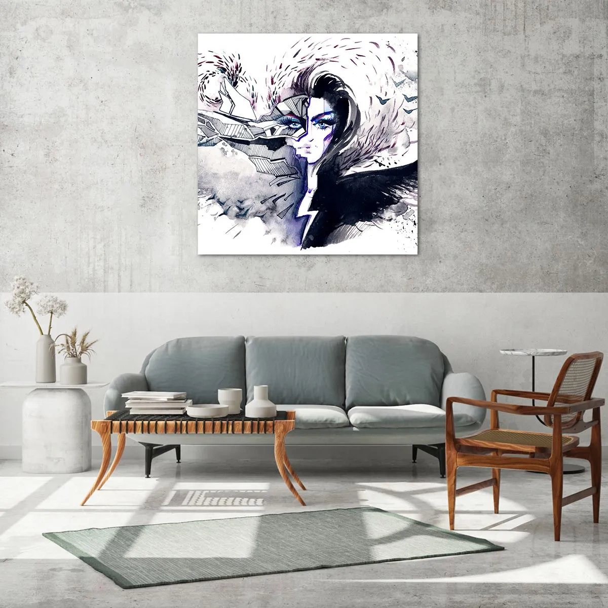 Quadro em vidro - Demoníaca e linda - 70x70 cm