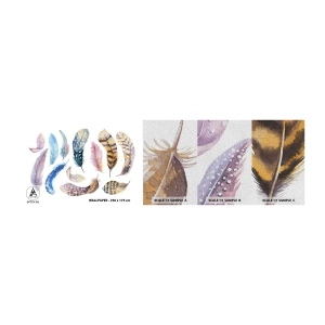 Amostra de papel de parede Premium Sand - Leve, heterogéneo e multicolorido - Penas de pássaros, Pássaros, Gráficos - 100x30 cm