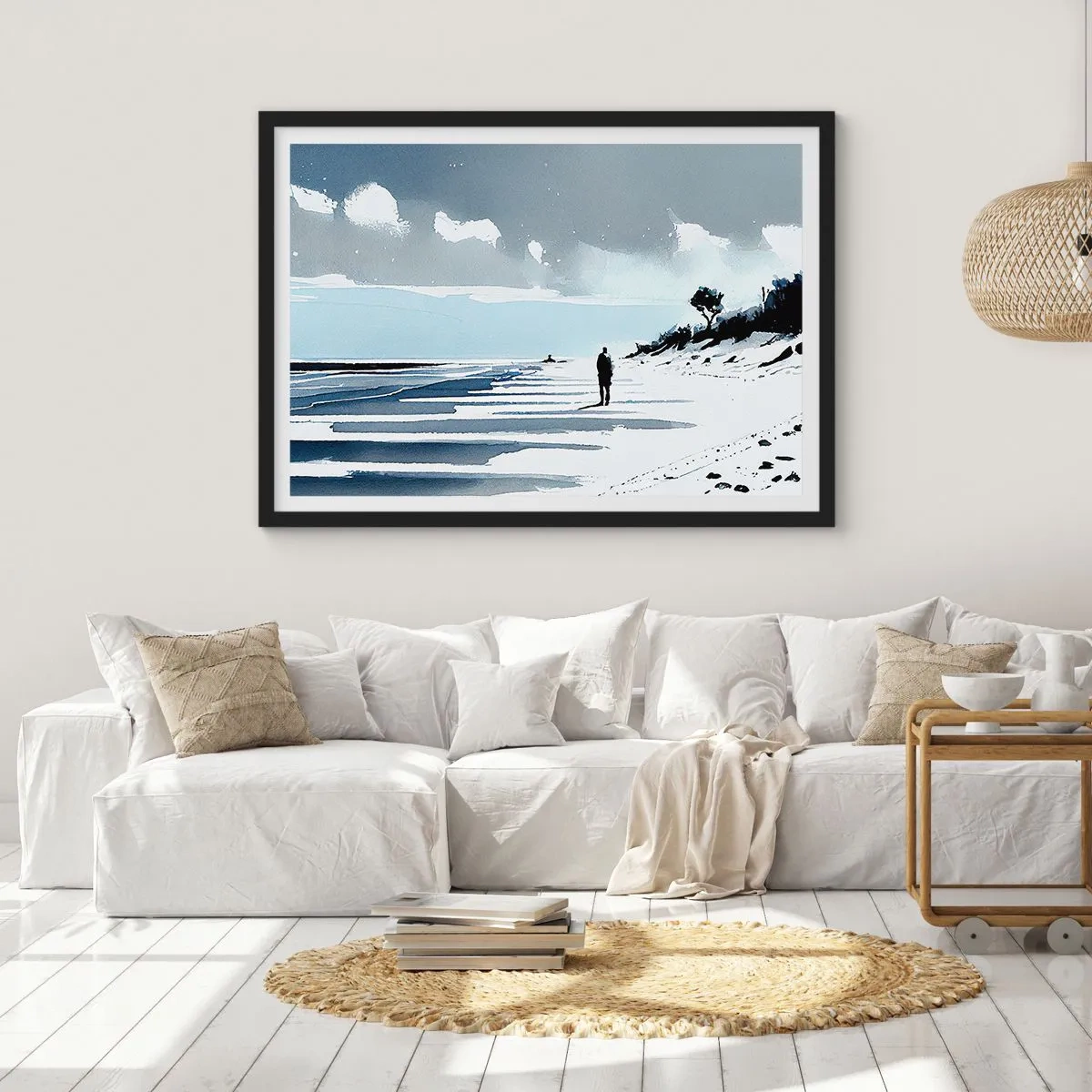 Pôster com moldura preta - Sozinho - 70x50 cm
