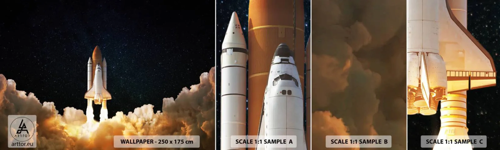 Amostra de papel de parede autocolante Deluxe Sticker - Ad astra! - Cosmos, Astronomia, Nave espacial - 100x30 cm