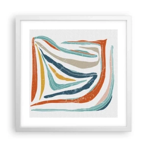 Pôster em moldura branca - Abstração com um sorriso amigável - 40x40 cm