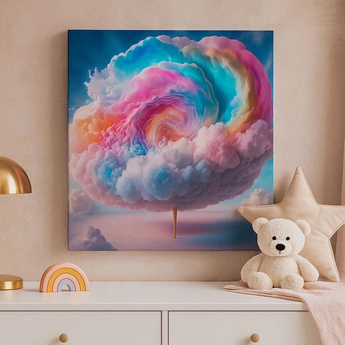 Quadro em tela - O sonho de um parque de diversões - 30x30 cm