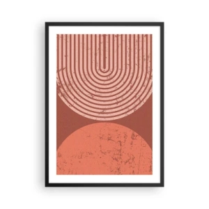 Pôster com moldura preta - Abstração geométrica em tons de terracota com efeito vintage - 50x70cm - Relacionamento próximo - Decoração de parede moderna para a sala de estar e quarto ARTTOR