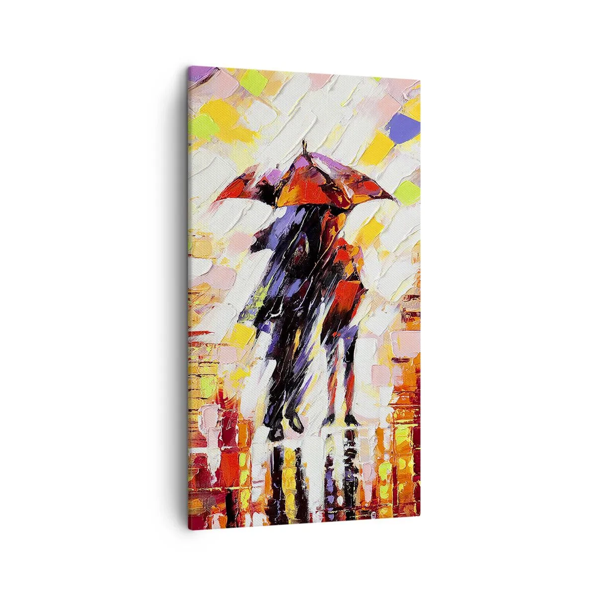 Quadro em tela - Juntos durante a noite e a chuva - 45x80 cm