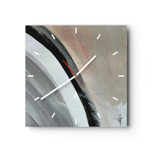 Relógio de parede - Relógio em vidro - Composição: arco preto e cinza - 30x30 cm