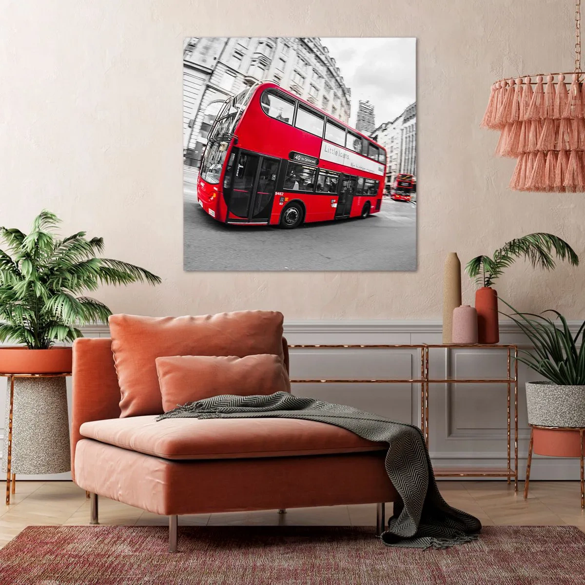 Quadro em tela - Londres tradicional - de autocarro - 60x60 cm