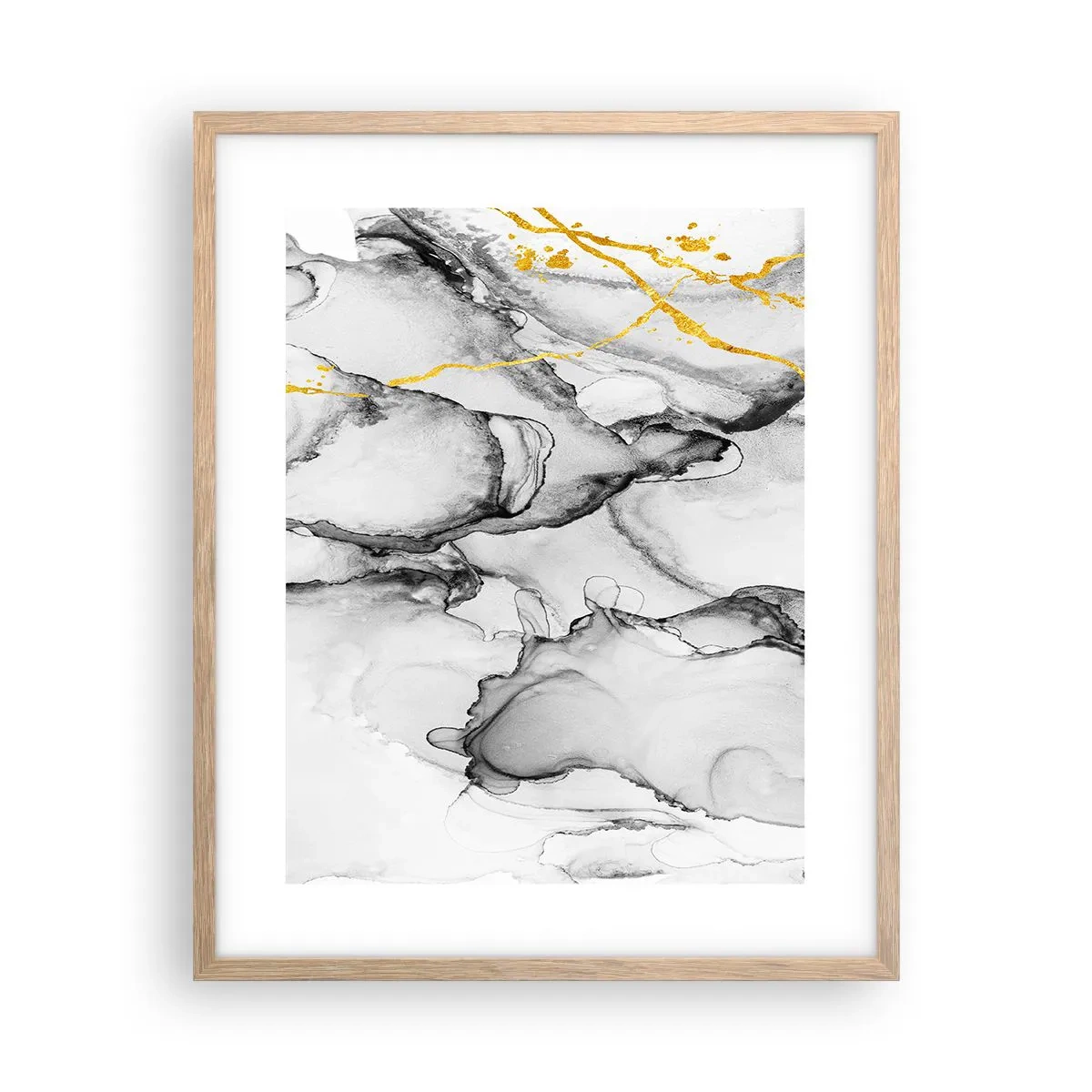 Pôster com moldura de carvalho claro - Composição dourada - 40x50 cm