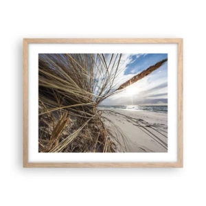 Pôster com moldura de carvalho claro - Reunião dos rlementos da natureza - 50x40 cm