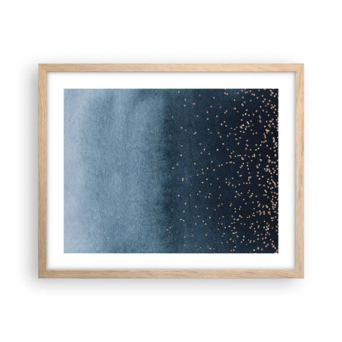 Pôster com moldura de carvalho claro - Composição – fases azuis - 50x40 cm