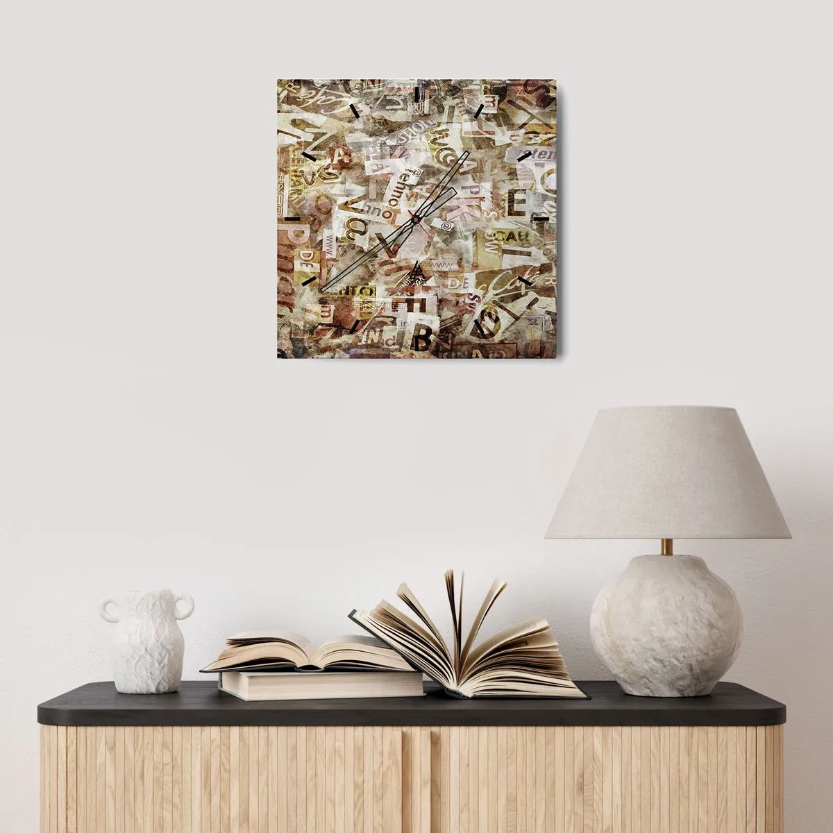 Relógio de parede - Relógio em vidro - Unificando a conversa fiada - 30x30 cm