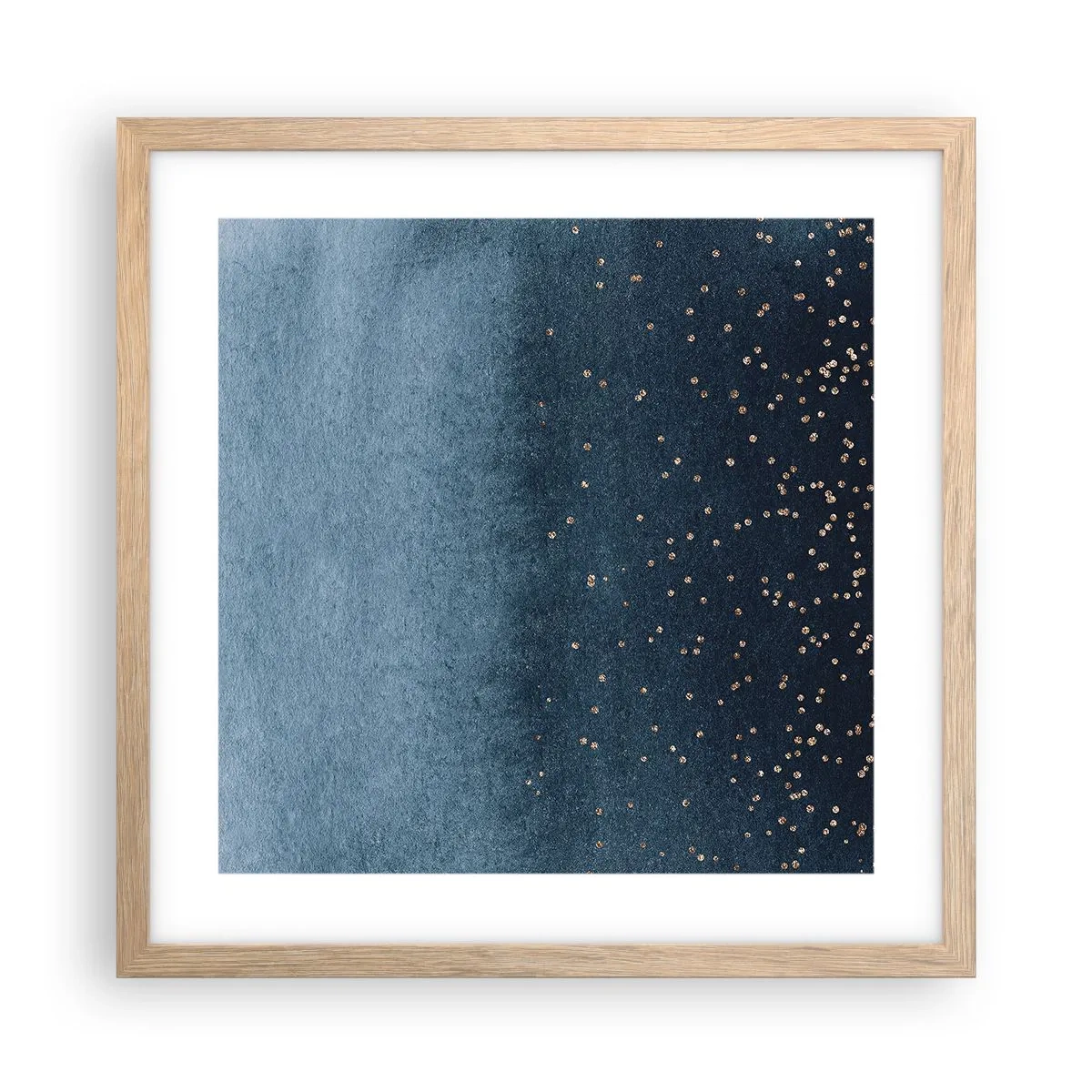 Pôster com moldura de carvalho claro - Composição – fases azuis - 40x40 cm