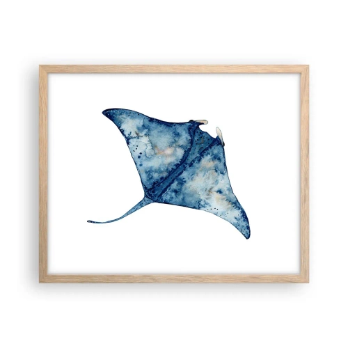 Pôster com moldura de carvalho claro - A vida em azul - 50x40 cm